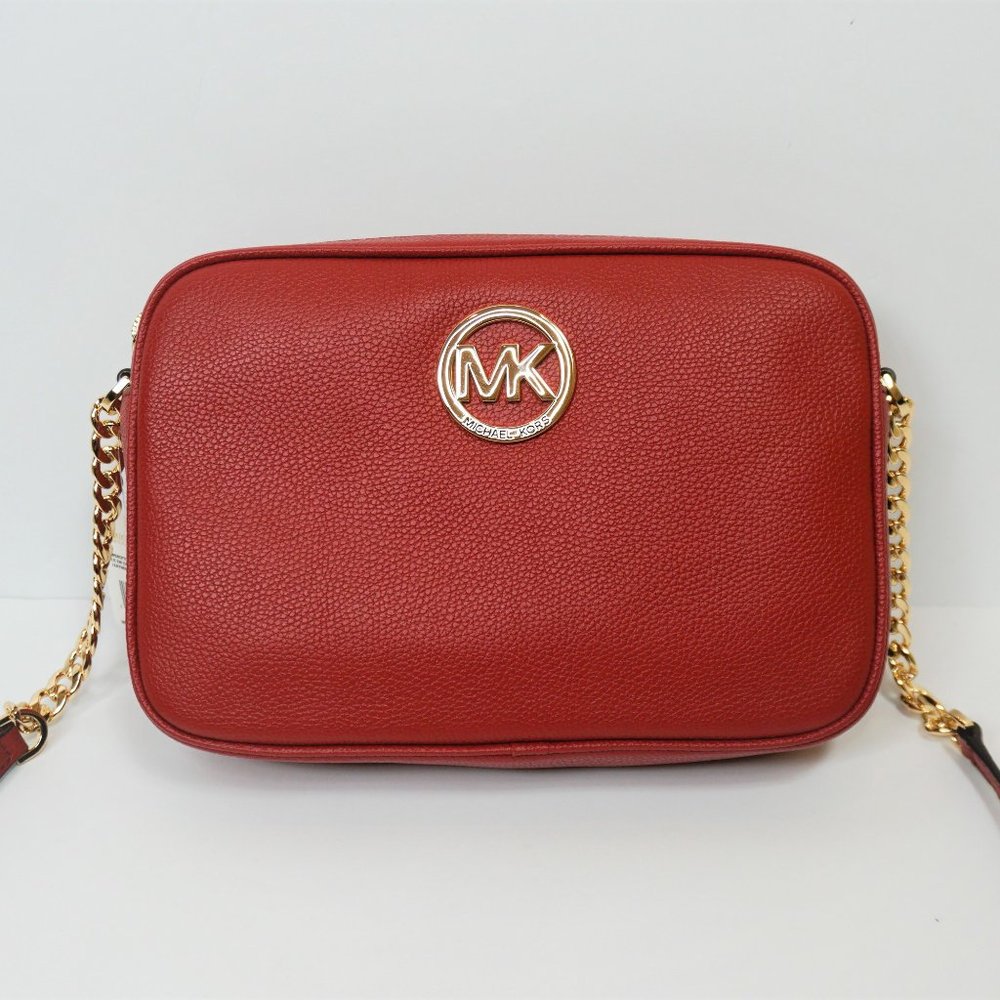 Michael Kors Fulton Crossbody Leather Bag Red